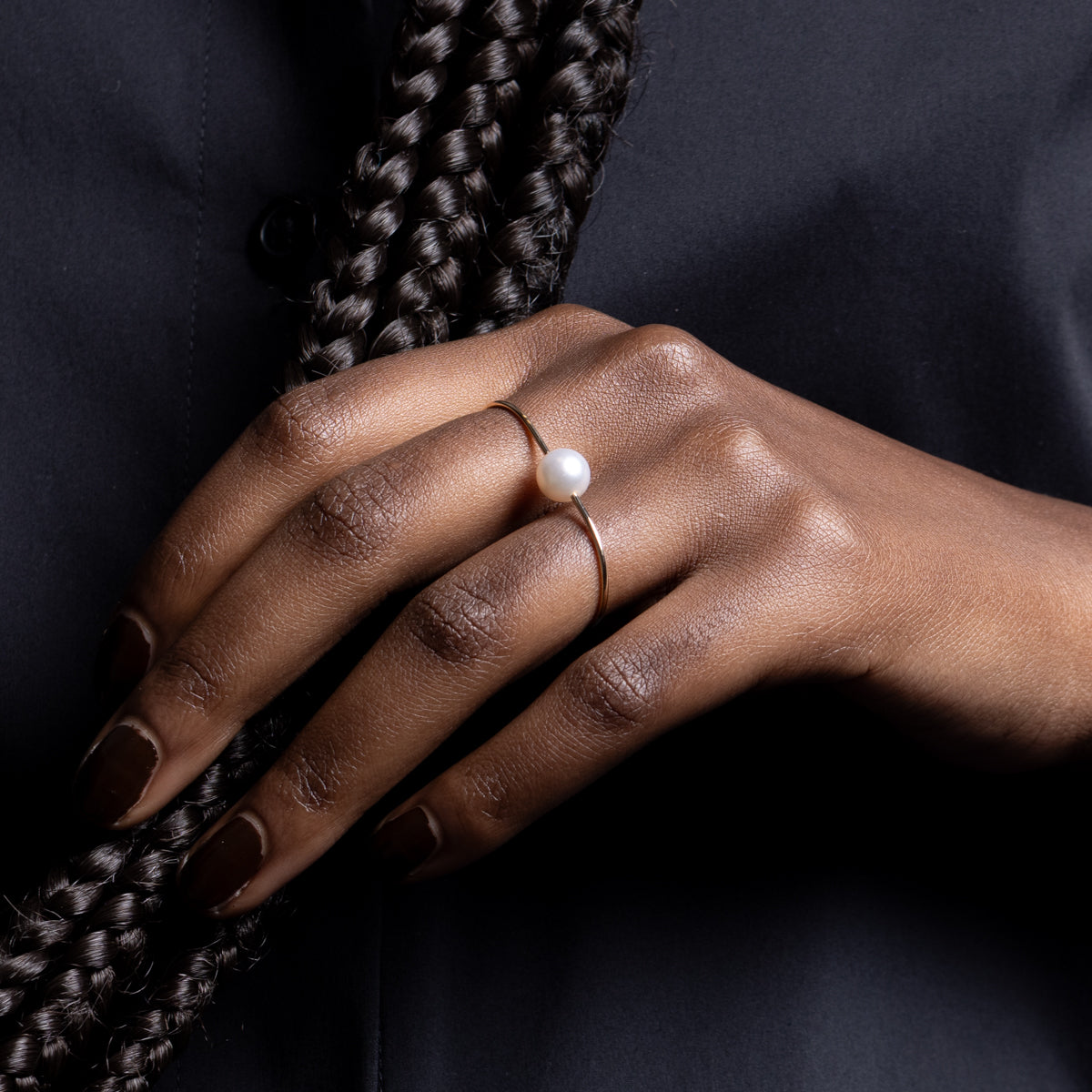 MIRÓ Akoya Pearl Double Finger Ring