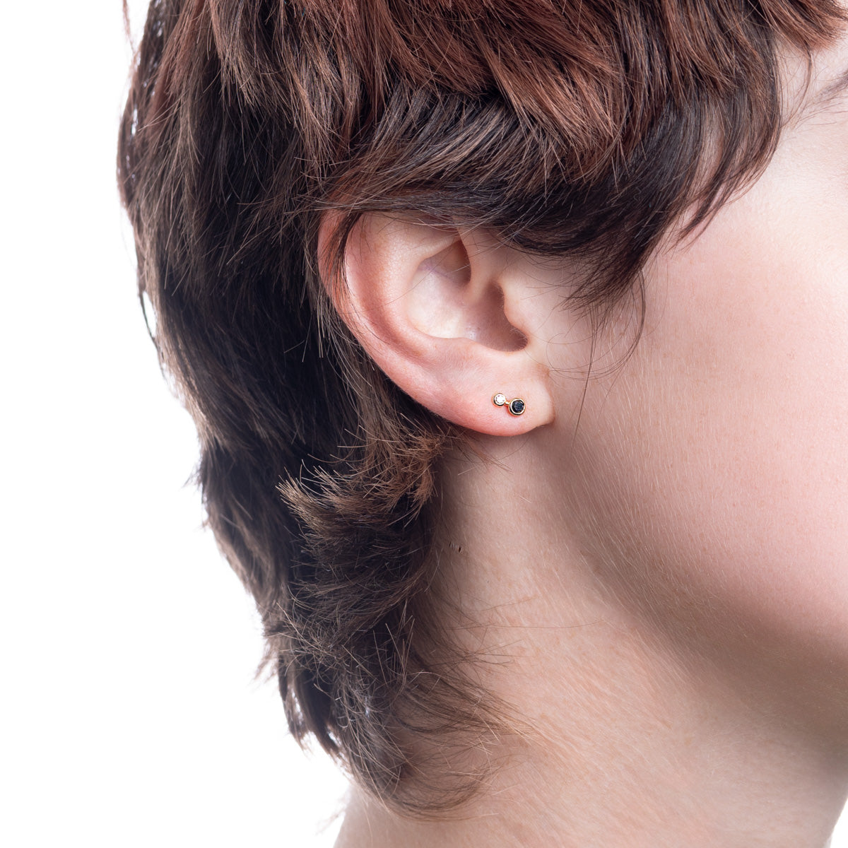 DROSERA Black Diamond and Diamond Stud Earring