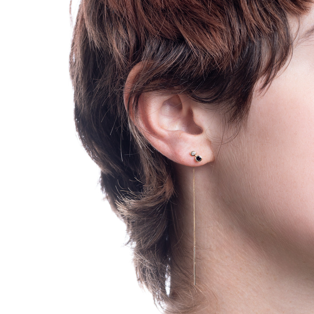 DROSERA Black Diamond and Diamond Chain Earring