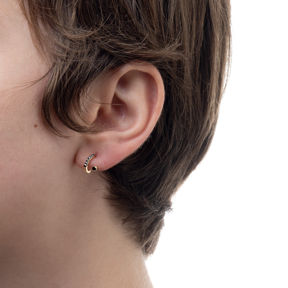 DROSERA Black and White Diamond Earring for Right ear