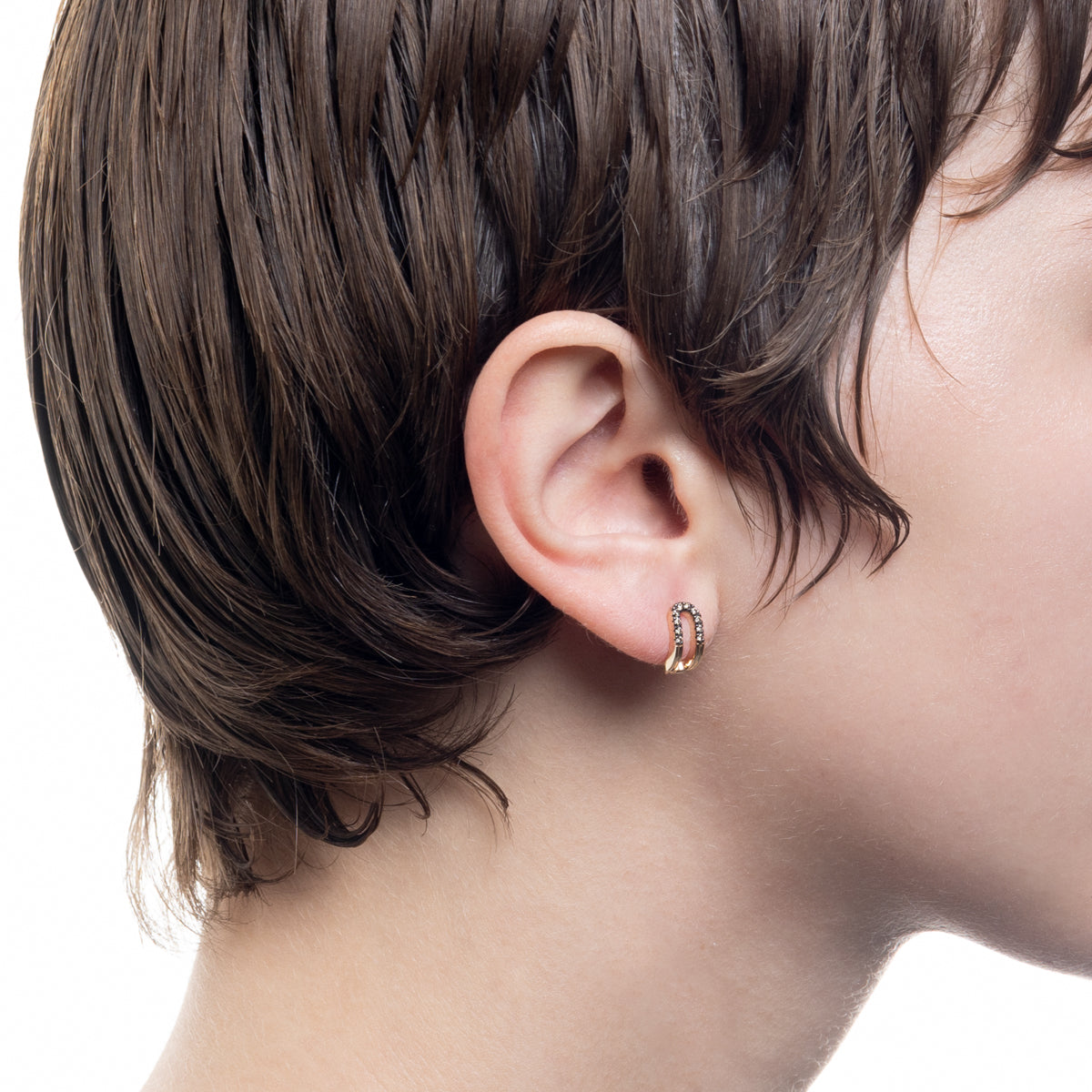 BELUGA Oblong Diamond Earring Black Ruthenium Plated