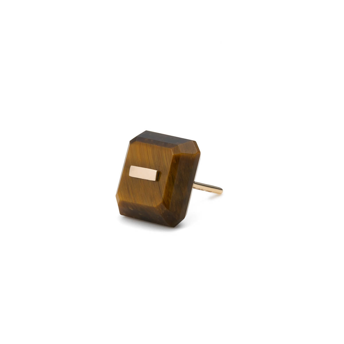 BIRD OF PARADISE Naked Square Stone Stud Earring, Tiger's eye