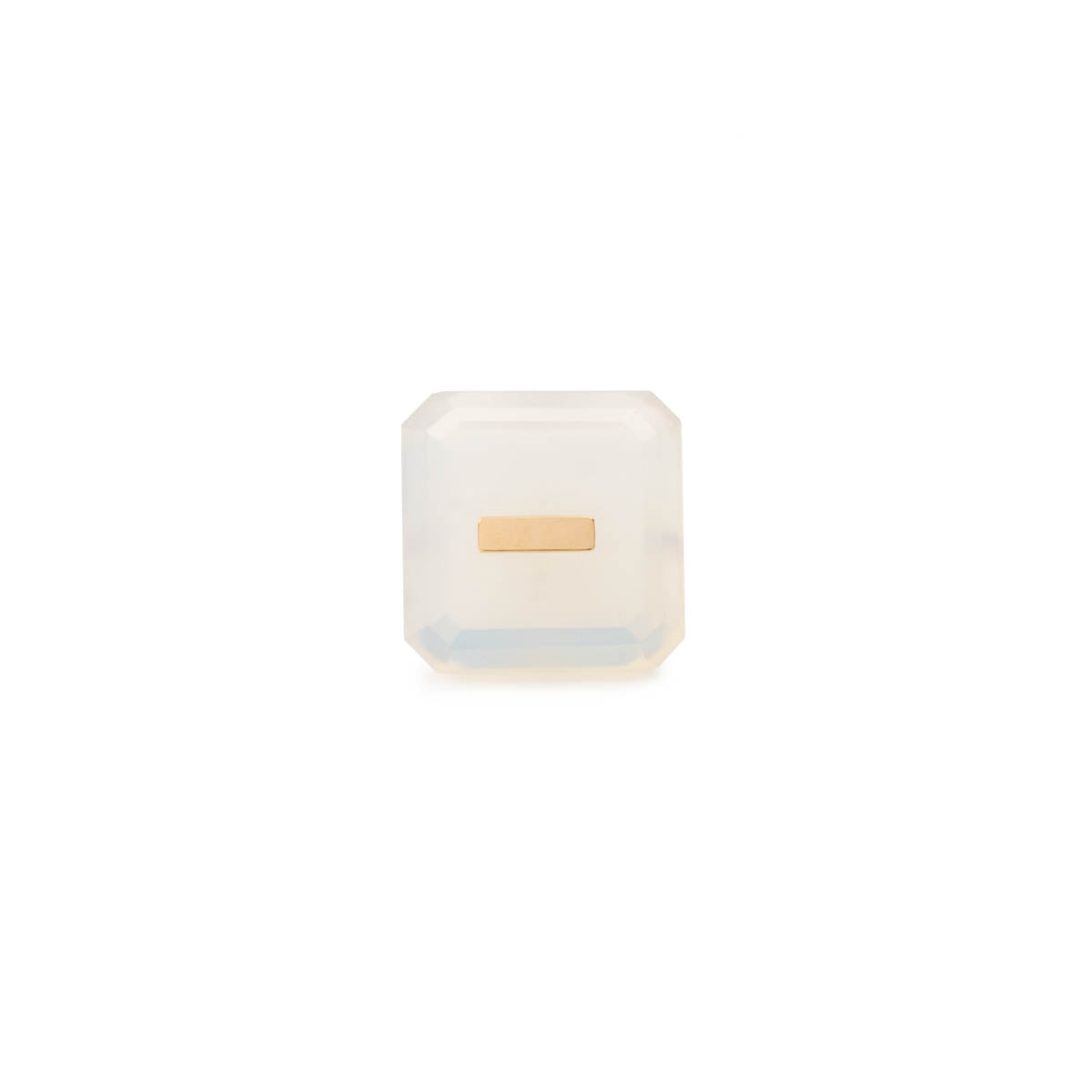 BIRD OF PARADISE Naked Square Stone Stud Earring, White Chalcedony