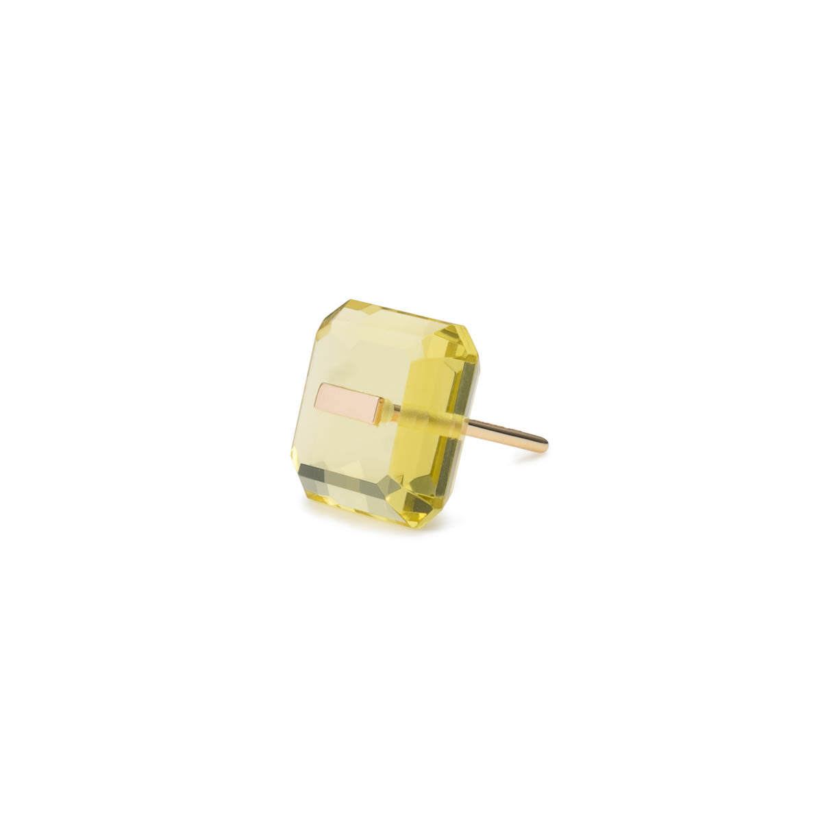 BIRD OF PARADISE Naked Square Stone Stud Earring, Lemon Quartz