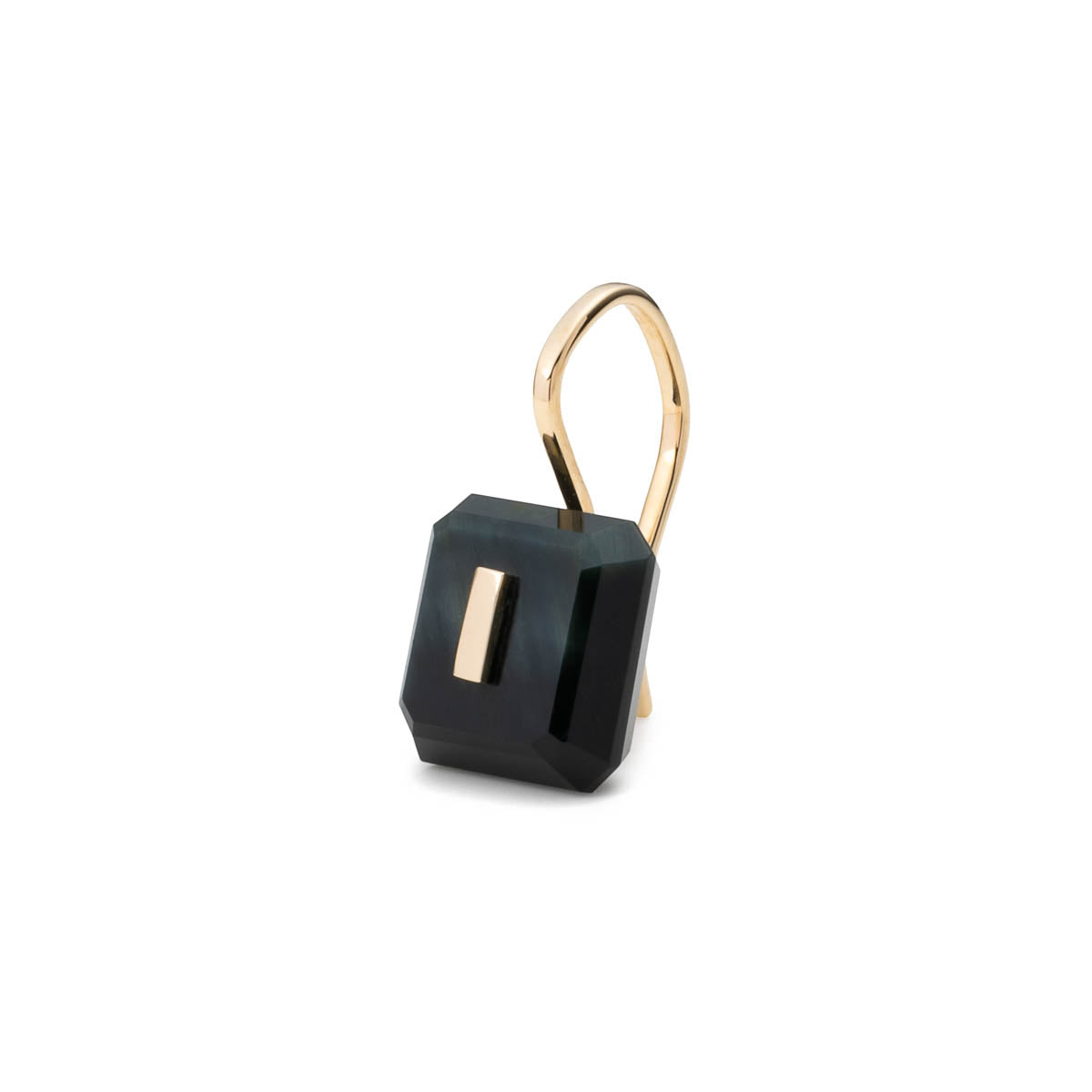BIRD OF PARADISE Naked Square Stone Hook Earring, Blue Tiger's eye