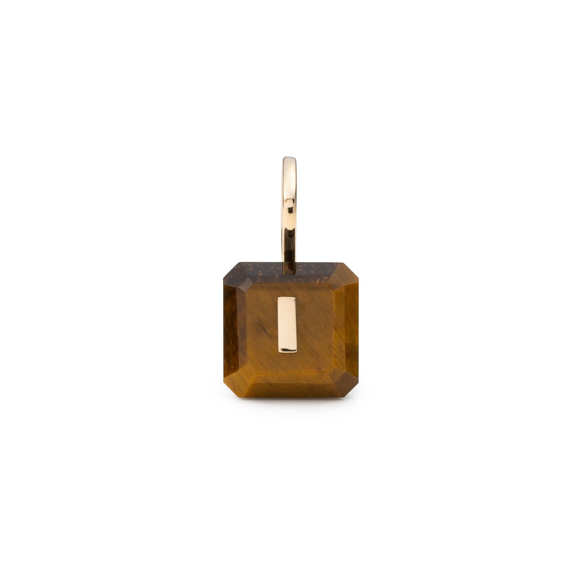 BIRD OF PARADISE Naked Square Stone Hook Earring, Tiger's eye