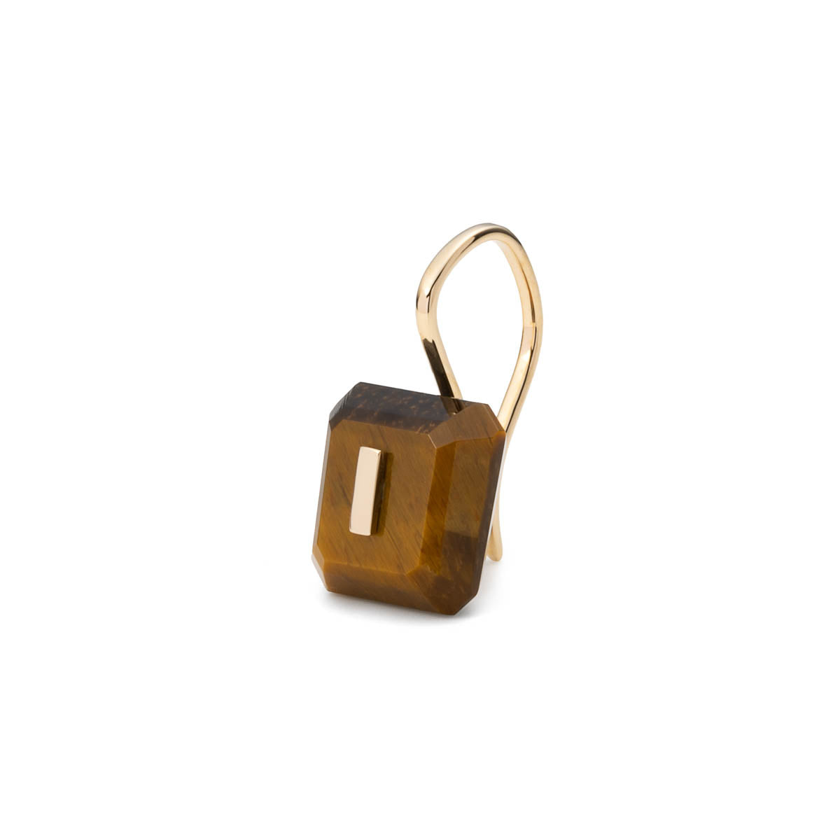 BIRD OF PARADISE Naked Square Stone Hook Earring, Tiger's eye