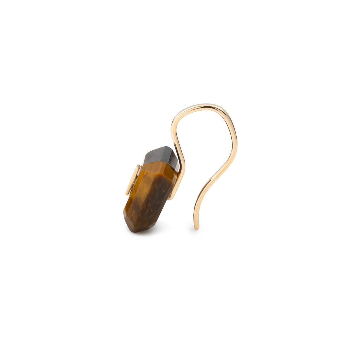 BIRD OF PARADISE Naked Square Stone Hook Earring, Tiger's eye