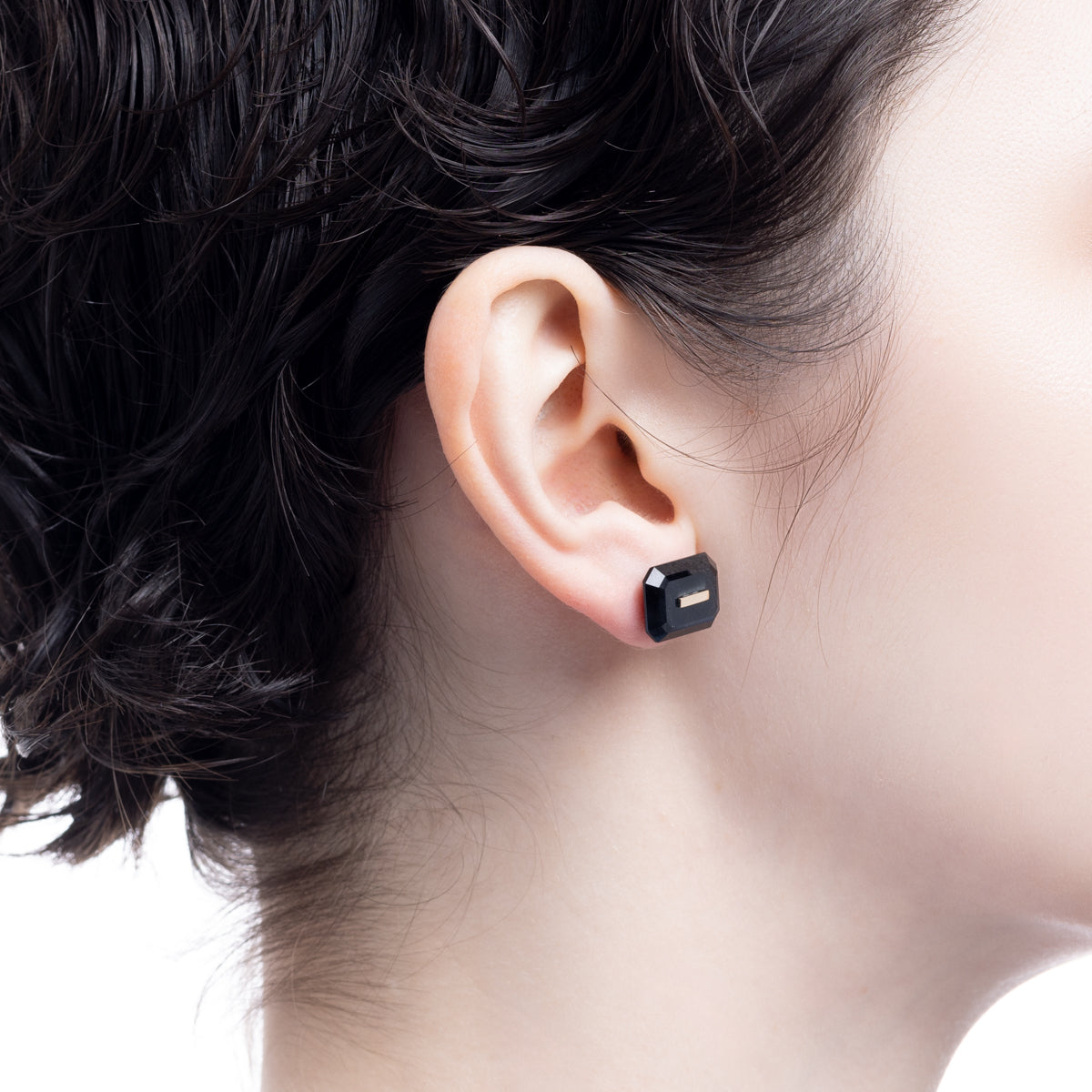 BIRD OF PARADISE Naked Rectangle Stone Stud Earring, Blue Tiger's eye