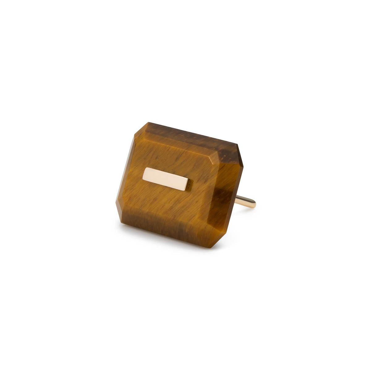BIRD OF PARADISE Naked Rectangle Stone Stud Earring, Tiger's eye