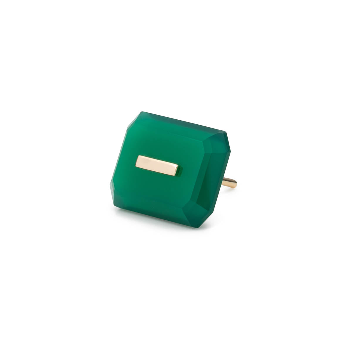 BIRD OF PARADISE Naked Rectangle Stone Stud Earring, Green Agate