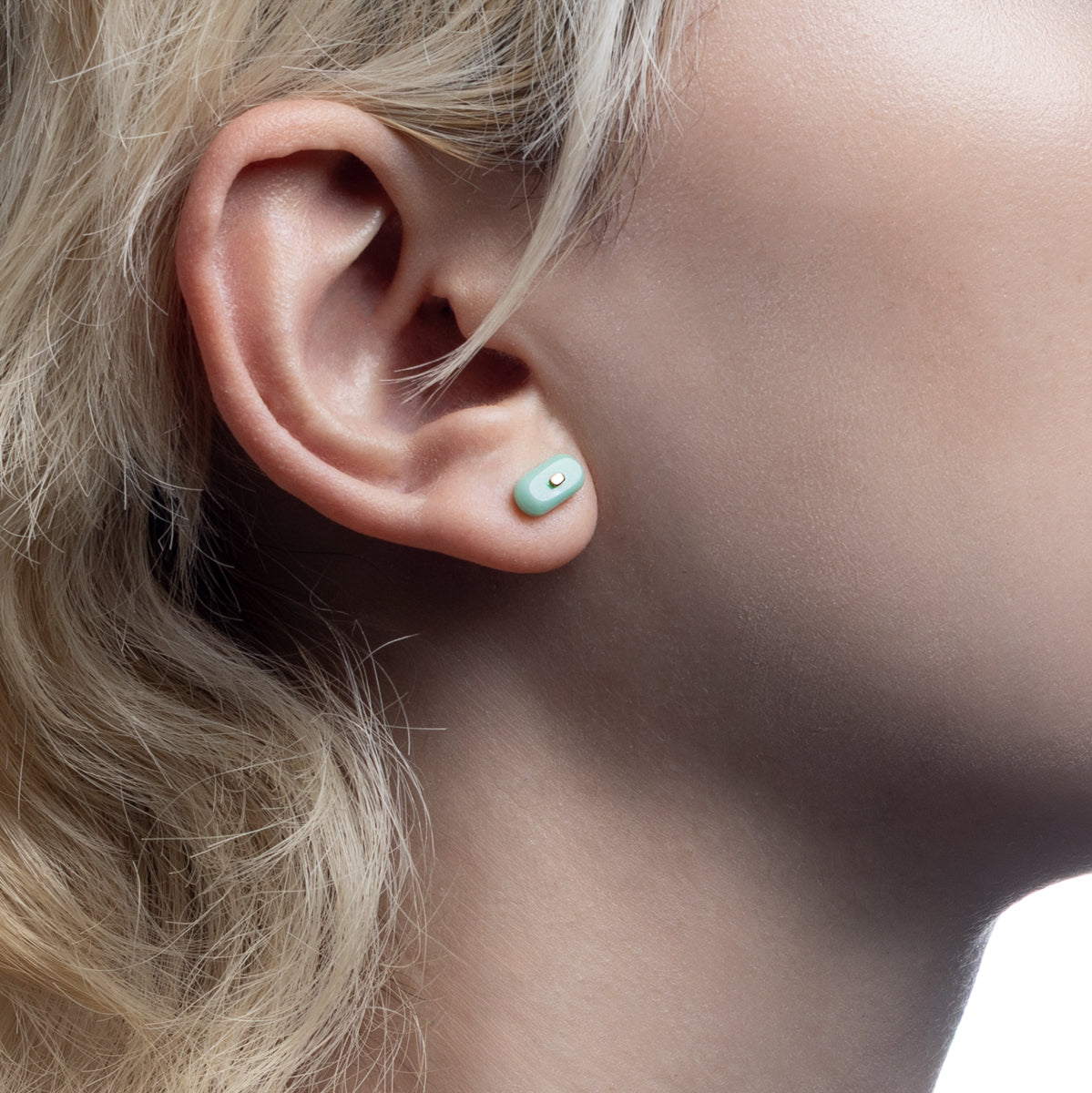 BIRD OF PARADISE Oblong Bird's Eye Earring, Mint Chrysoprase Smorky Quartz