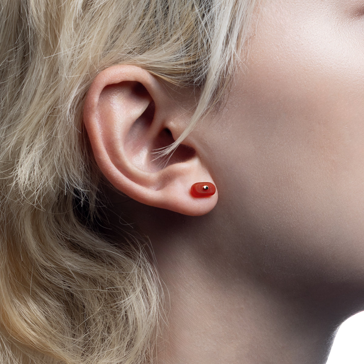 BIRD OF PARADISE Oblong Bird's Eye Earring, Carnelian Smorky Quartz
