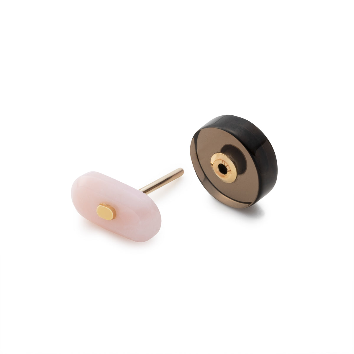 BIRD OF PARADISE Oblong Bird's Eye Earring, Pink Opal Smorky Quartz
