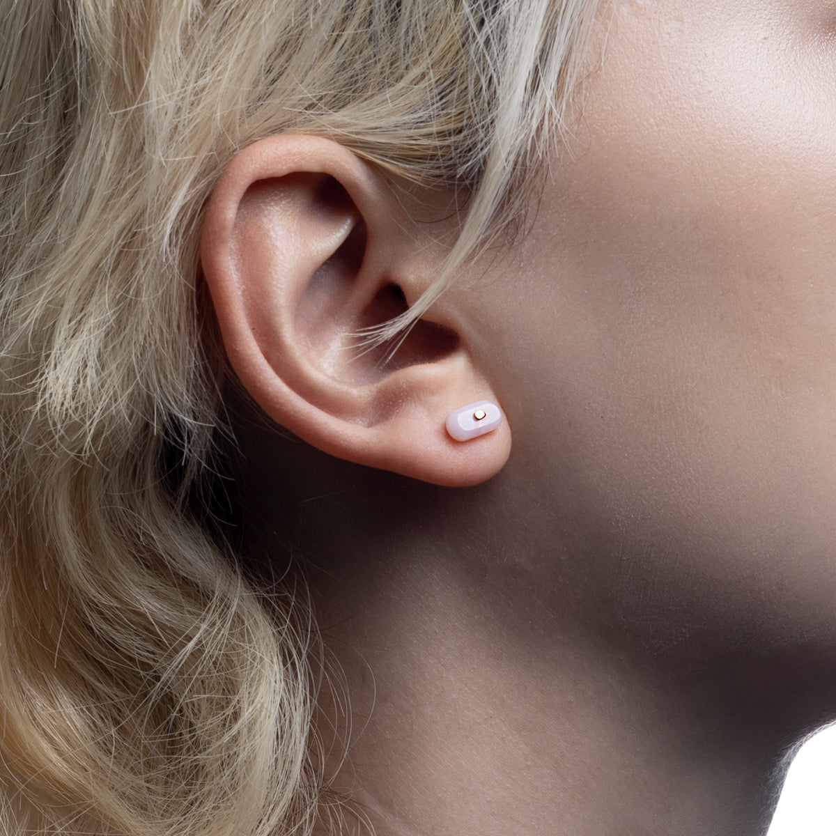 BIRD OF PARADISE Oblong Bird's Eye Earring, Pink Opal Smorky Quartz