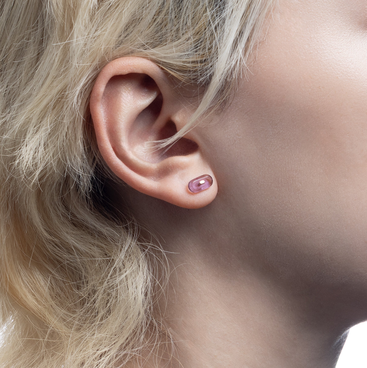 BIRD OF PARADISE Oblong Bird's Eye Earring, Amethyst Green Agate