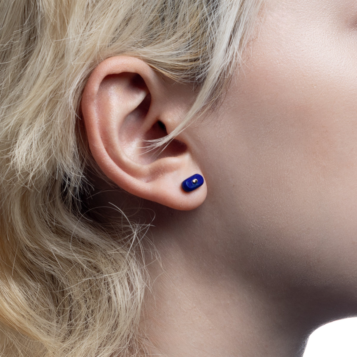 BIRD OF PARADISE Oblong Bird's Eye Earring, Lapis Lazuli Green Agate