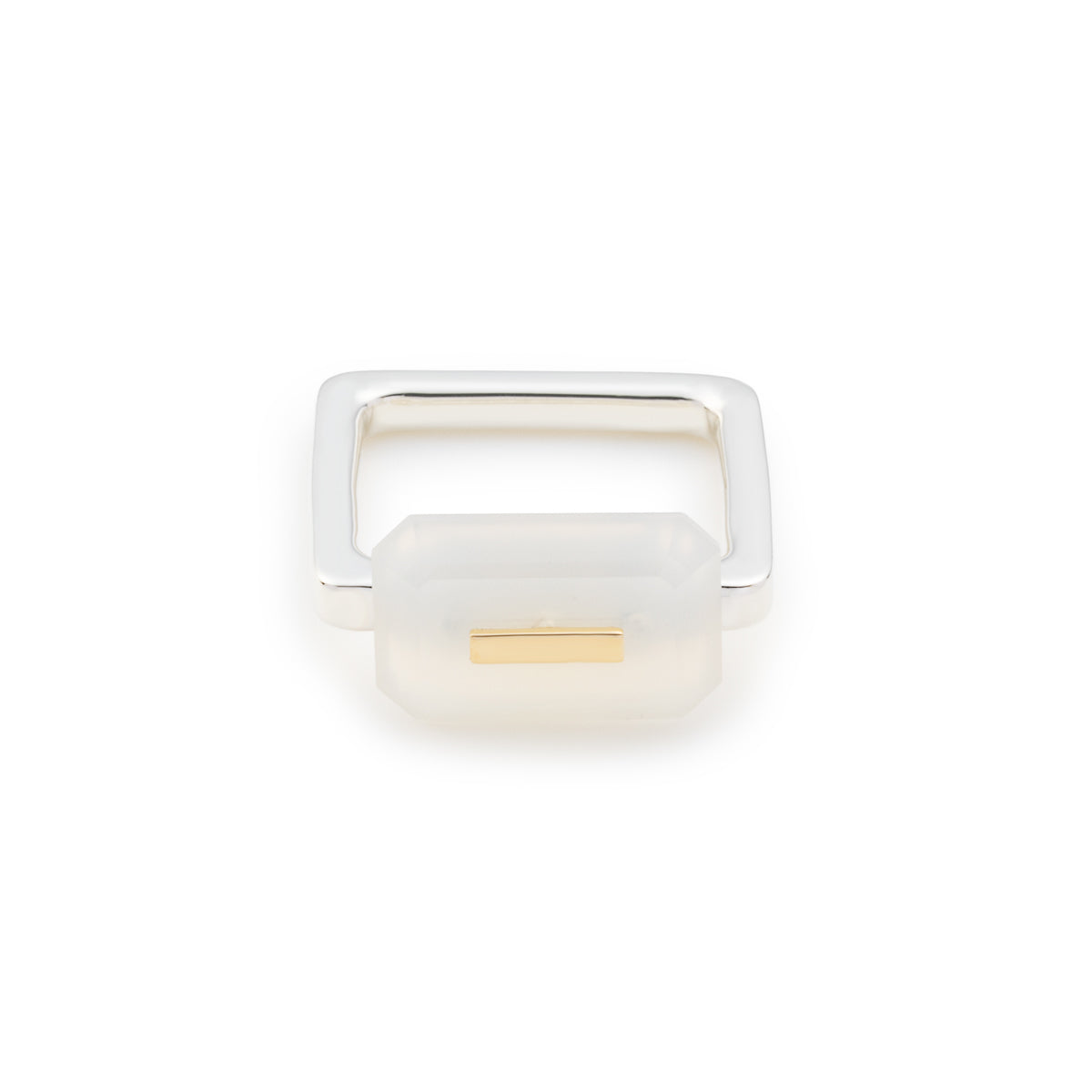 BIRD OF PARADISE Square Ring, White Chalcedony