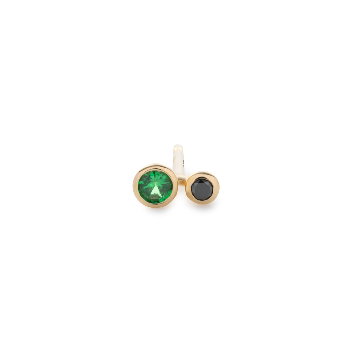 DROSERA  Green Garnet and Black Diamond Stud Earring