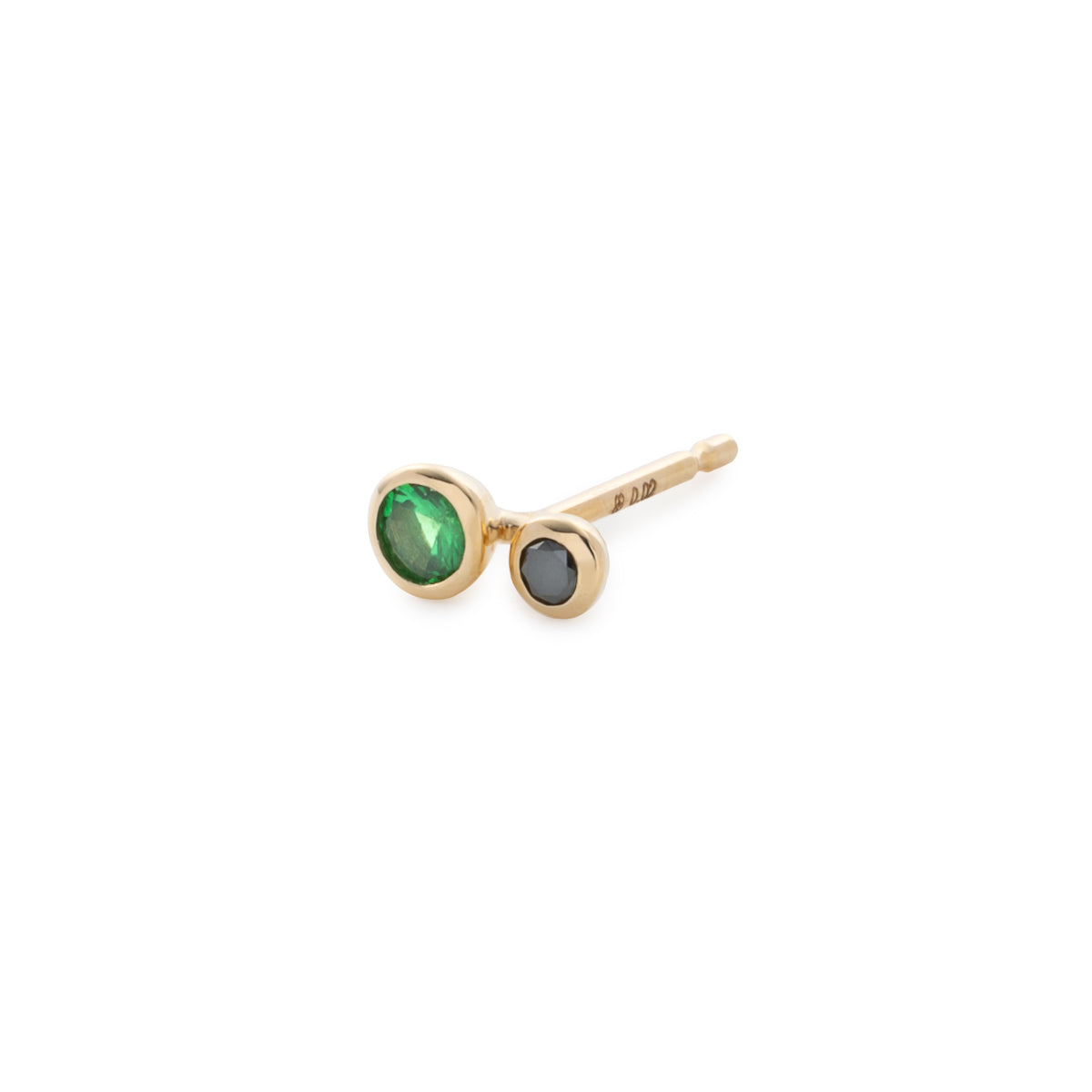 DROSERA  Green Garnet and Black Diamond Stud Earring