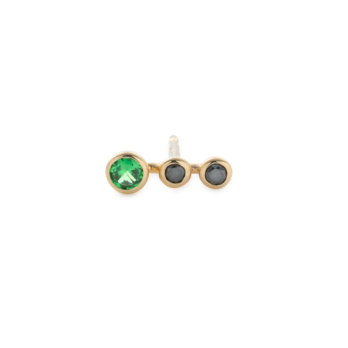 DROSERA Green Garnet and Black Diamond Stud Earring