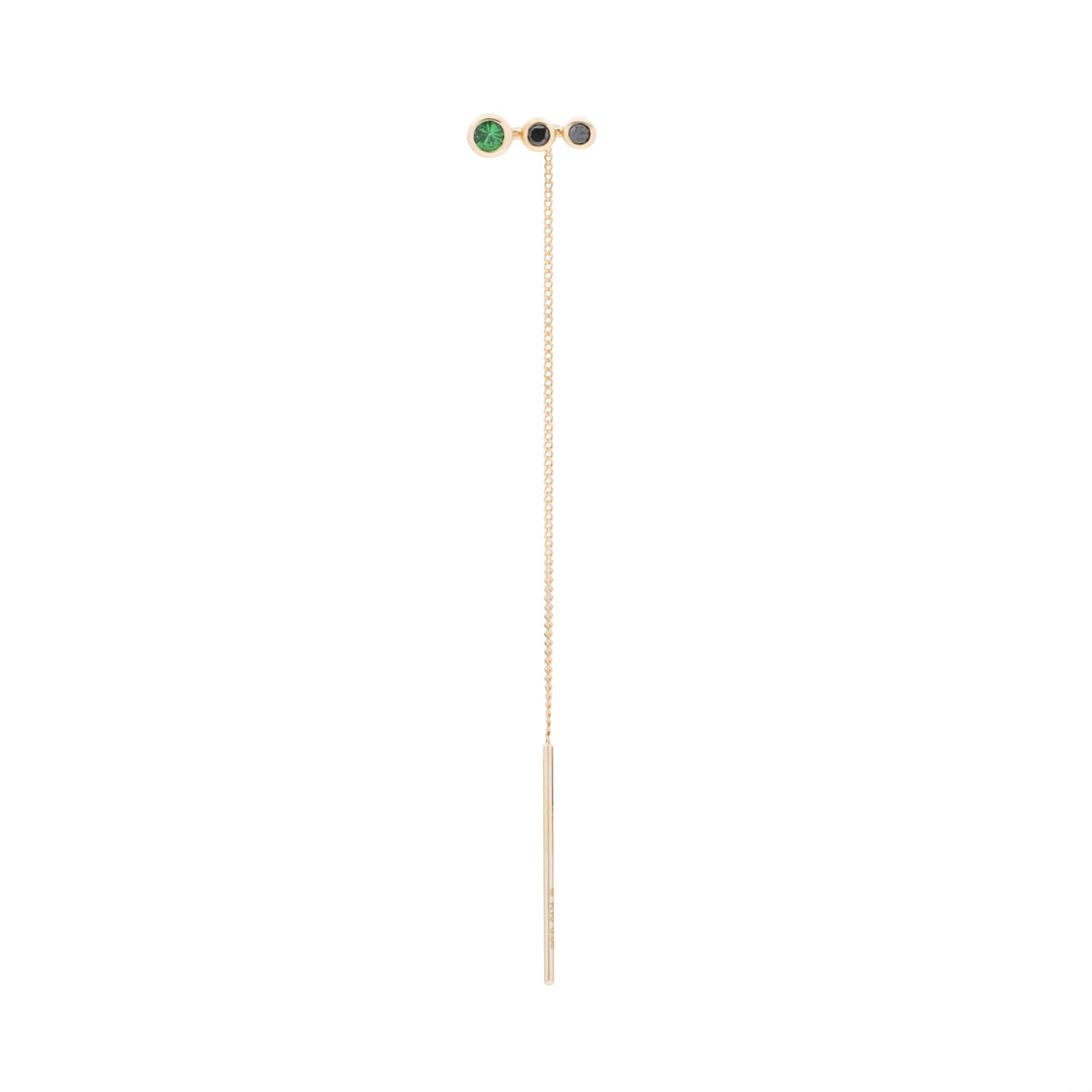 DROSERA Green Garnet and Black Diamond Chain Earring