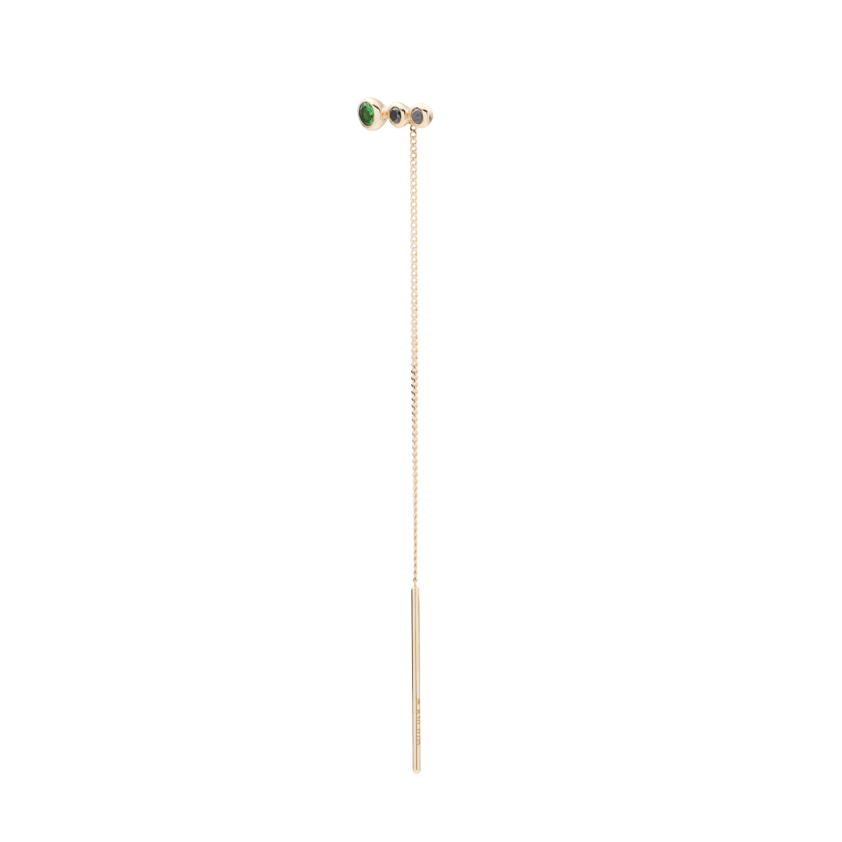 DROSERA Green Garnet and Black Diamond Chain Earring