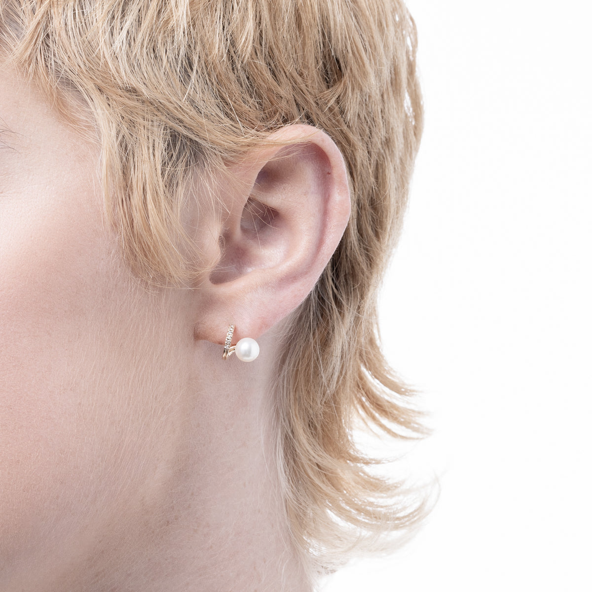 DROSERA Diamond Akoya Pearl Earring for Left ear