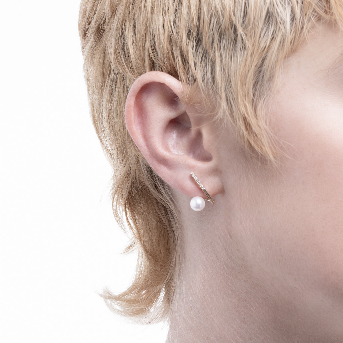 DROSERA Diamond Akoya Pearl Earring for Right ear
