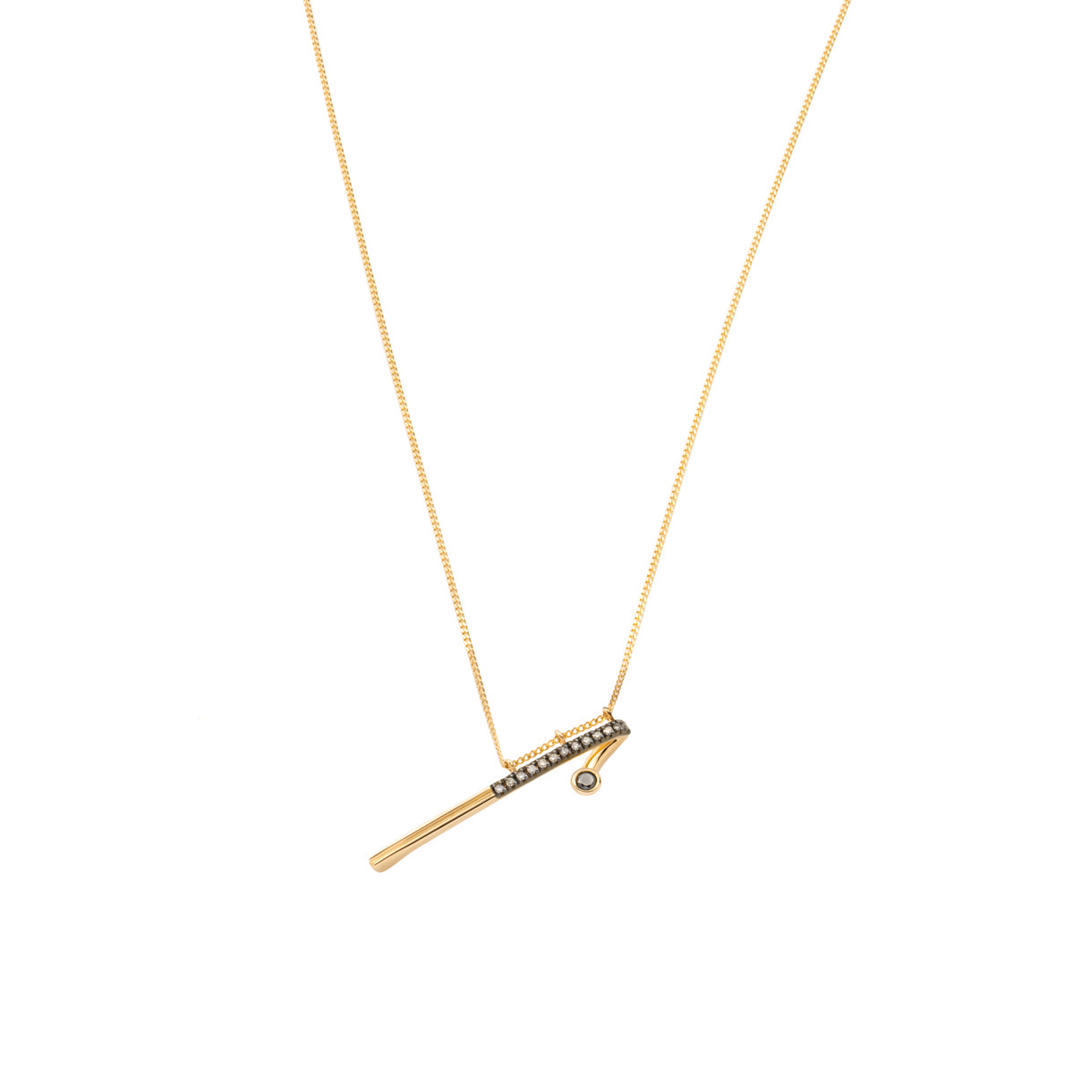 DROSERA Black and White Diamond Long Bar Necklace
