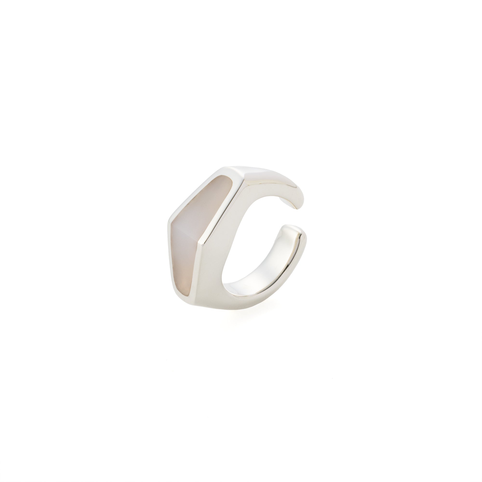 EQUINOX-Pyramid White Agate Ear Cuff
