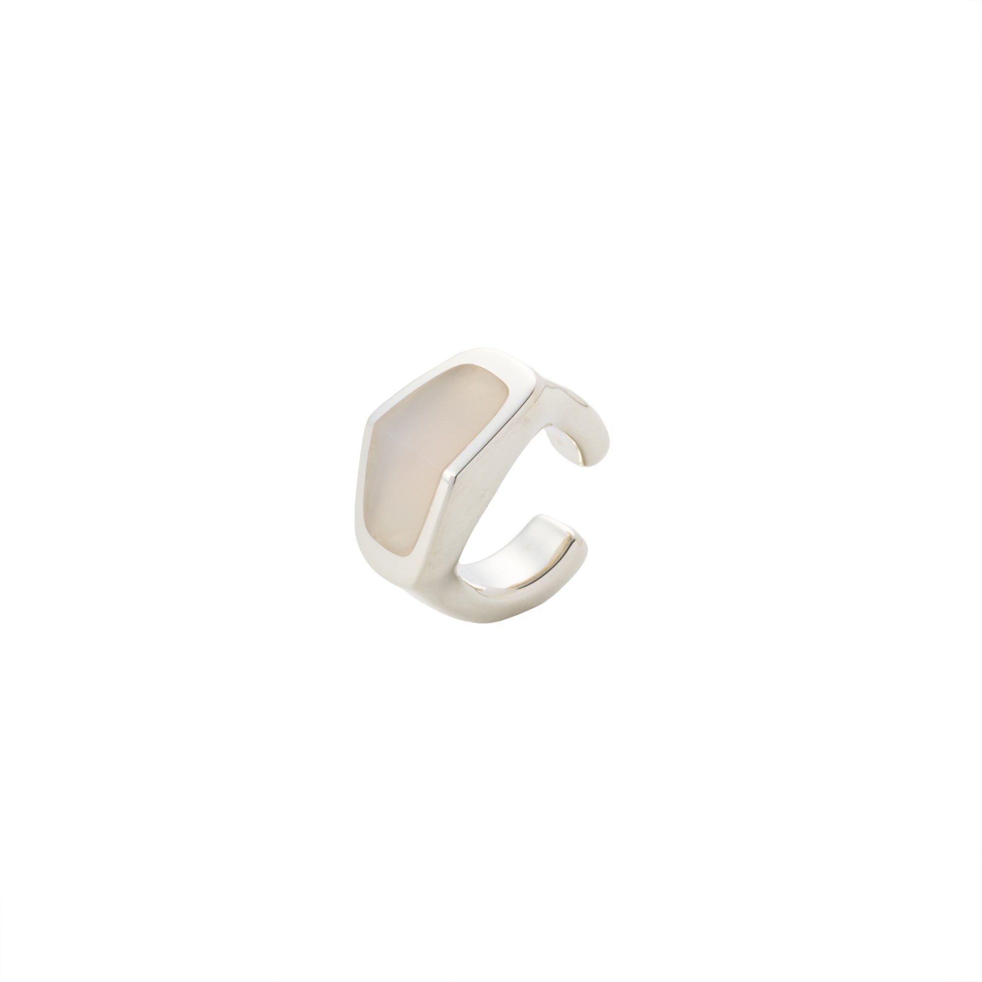 EQUINOX-Pyramid White Agate Ear Cuff