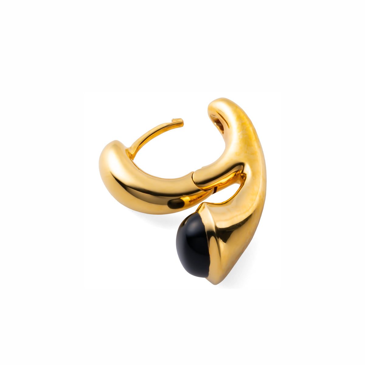 PARAKEET Cabochon Onyx Earring Gold Plated