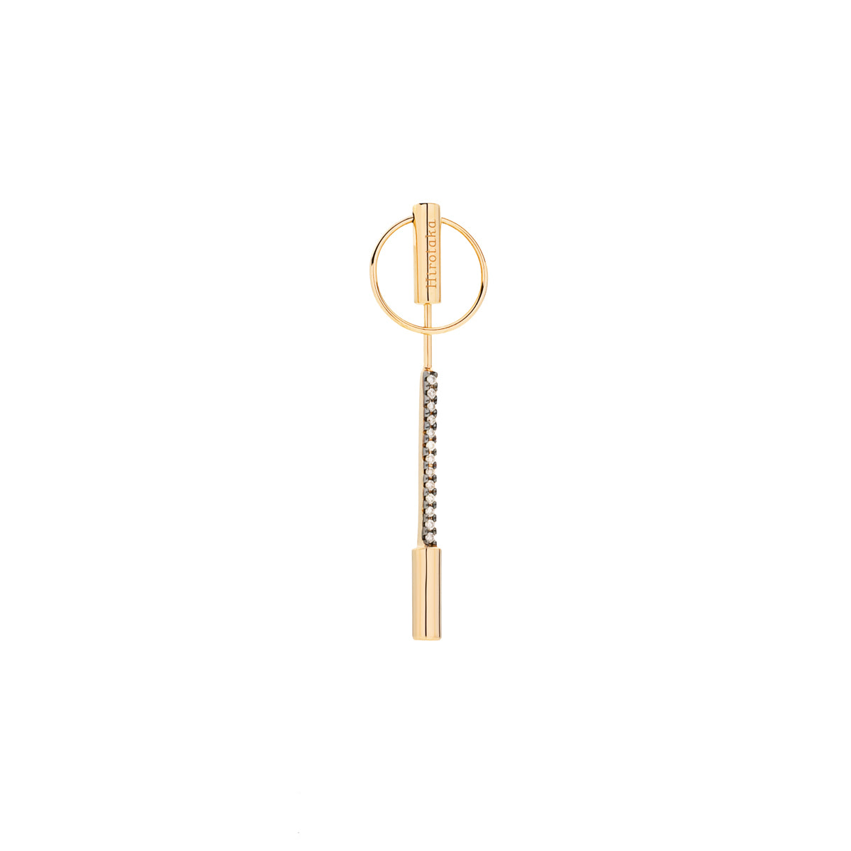 PUNCTURE Back Spear Diamond Earring Black Ruthenium Plated