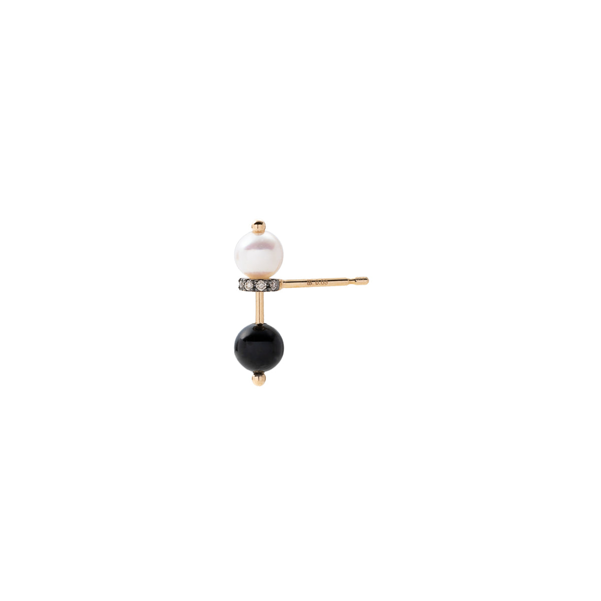 HONEY ANT Akoya Pearl Onyx Diamond Earring