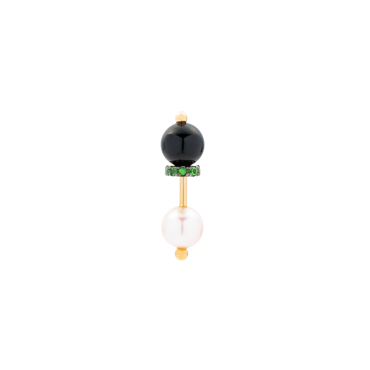HONEY ANT Akoya Pearl Onyx Green Garnet Earring