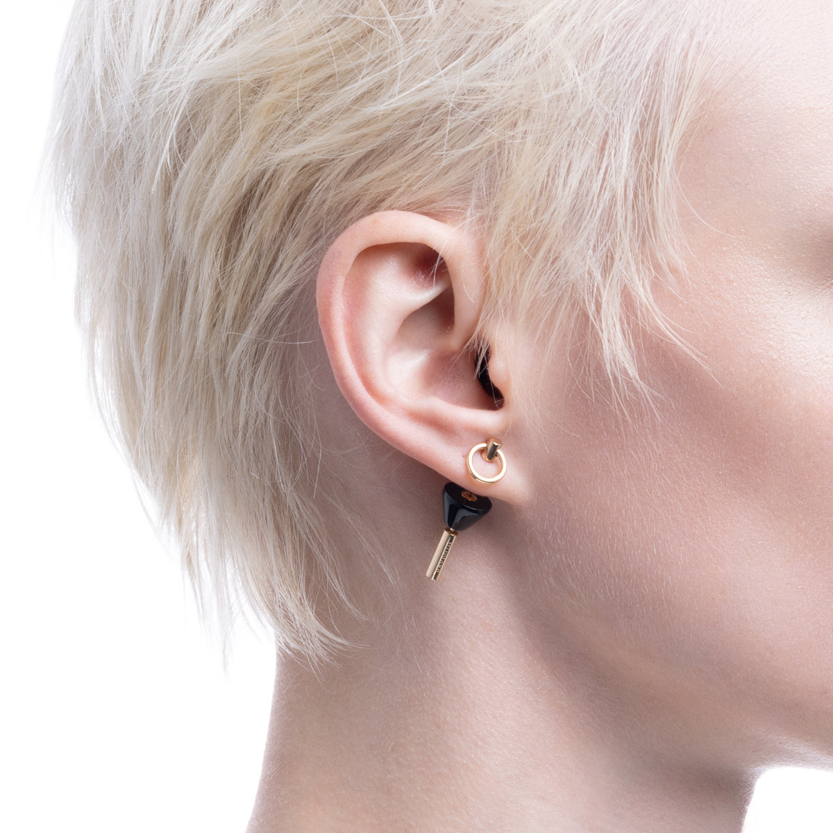 SPEAR Door Knocker Earring Small size, Onyx