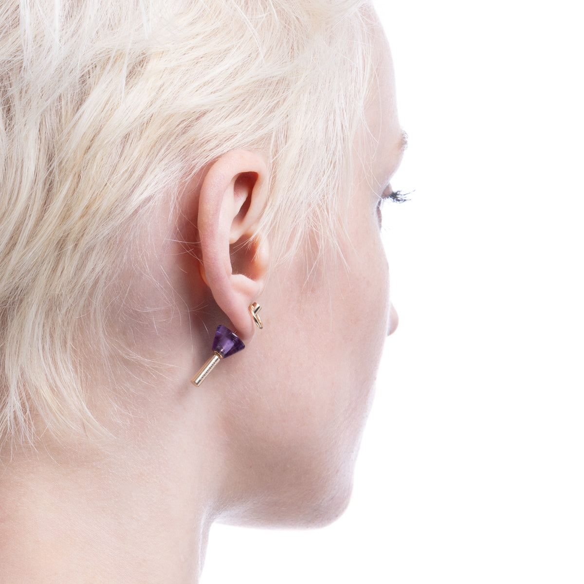SPEAR Door Knocker Earring Small size, Amethyst