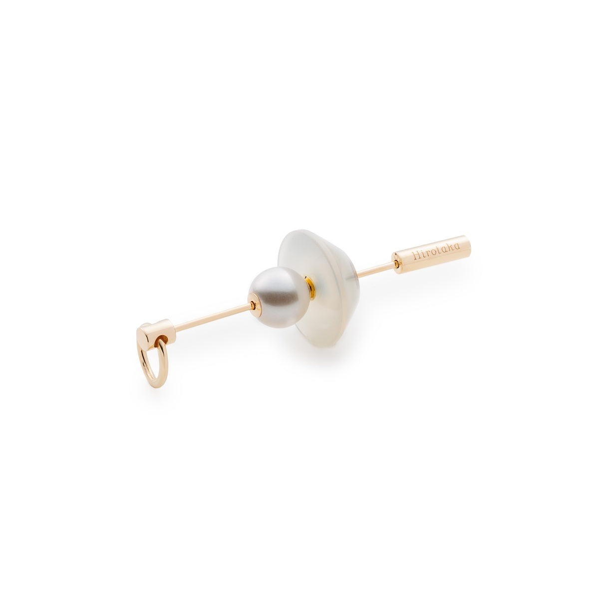 SPEAR Door Knocker Earring Large size, Akoya Pearl&White Chalcedony