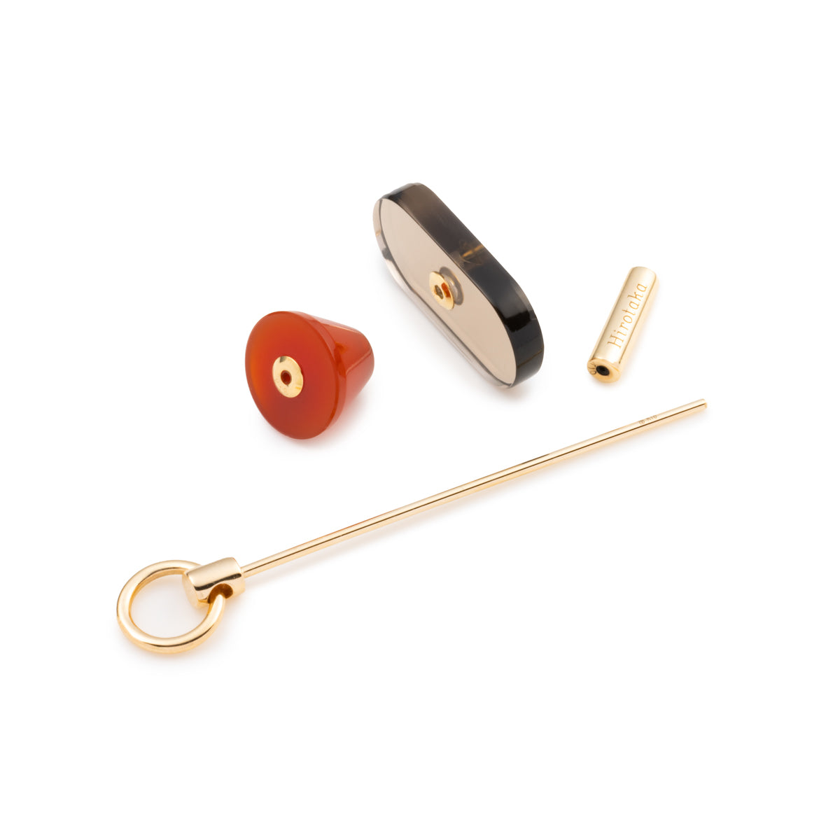 SPEAR Door Knocker Earring Large size, Smoky Quartz & Carnelian