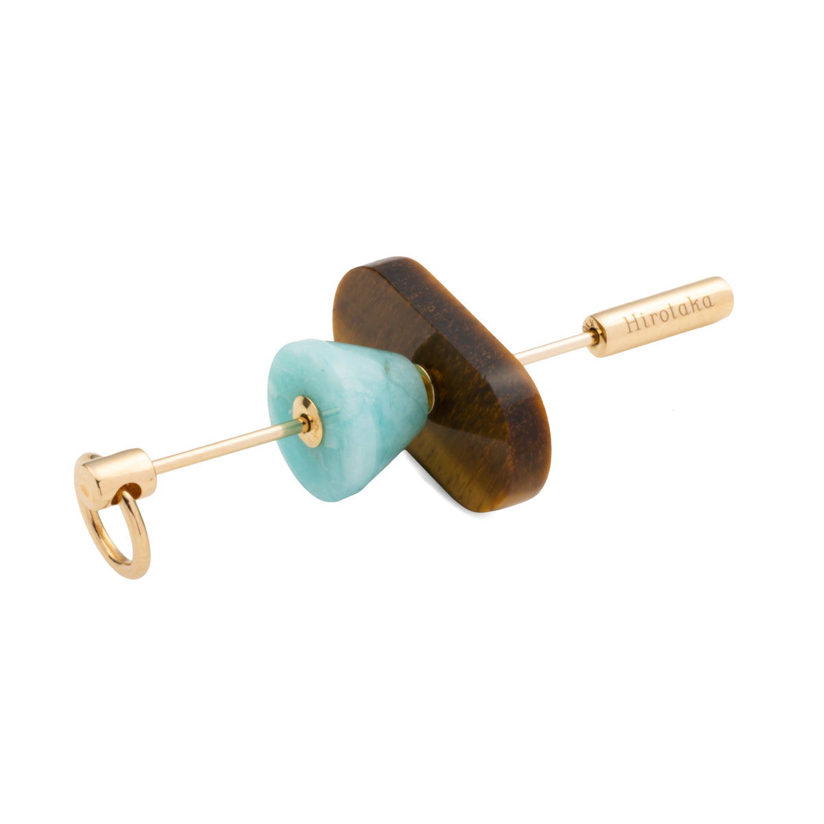 SPEAR Door Knocker Earring Large size, Tiger's Eye &Amazonite