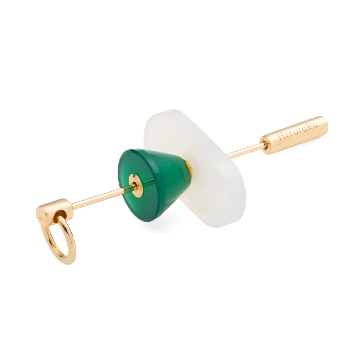 SPEAR Door Knocker Earring Large size, White Chalcedony & Green Agate