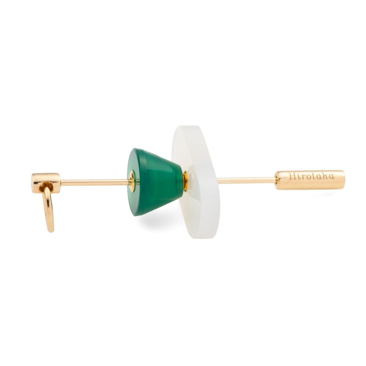SPEAR Door Knocker Earring Large size, White Chalcedony & Green Agate