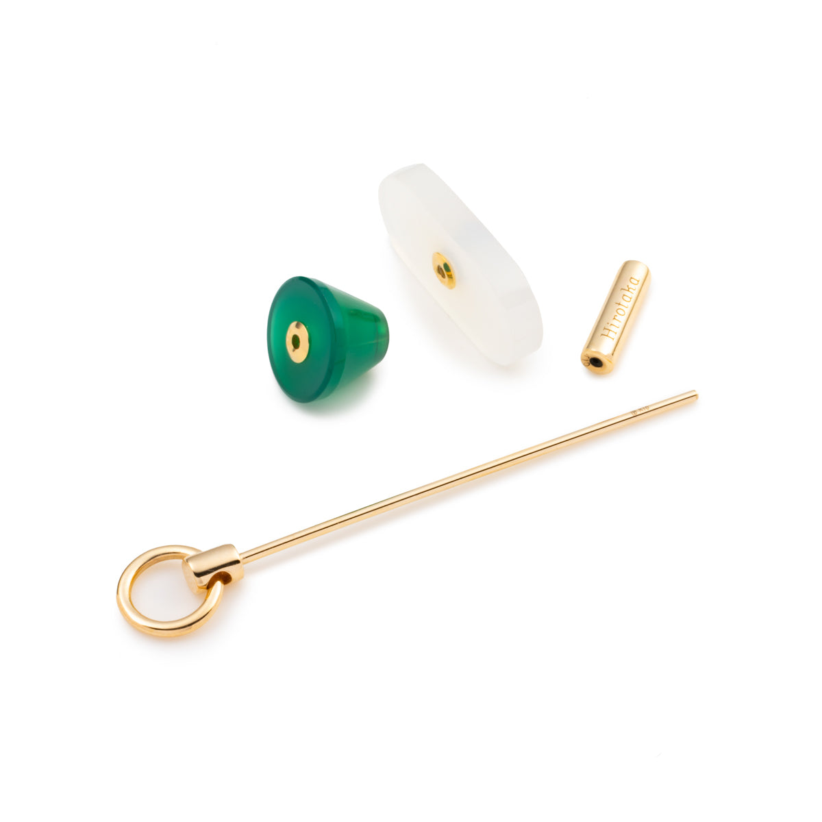 SPEAR Door Knocker Earring Large size, White Chalcedony & Green Agate