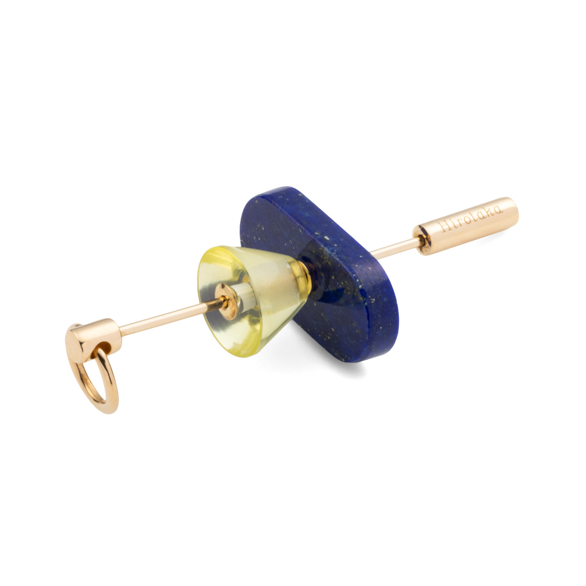 SPEAR Door Knocker Earring Large size, Lapis lazuli & Lemon Quartz