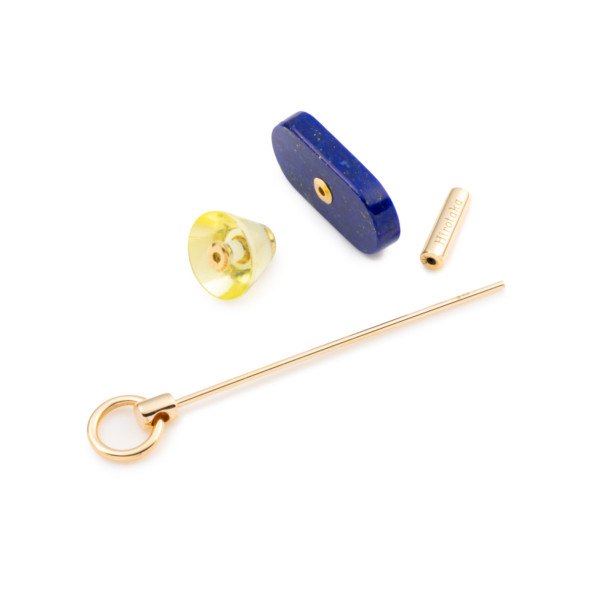 SPEAR Door Knocker Earring Large size, Lapis lazuli & Lemon Quartz