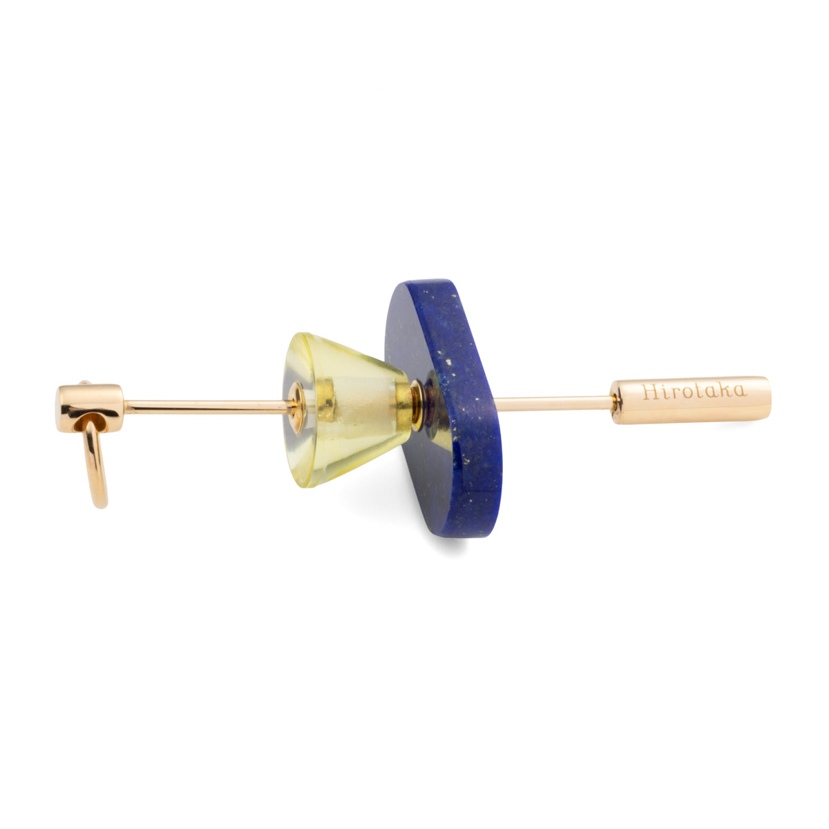 SPEAR Door Knocker Earring Large size, Lapis lazuli & Lemon Quartz