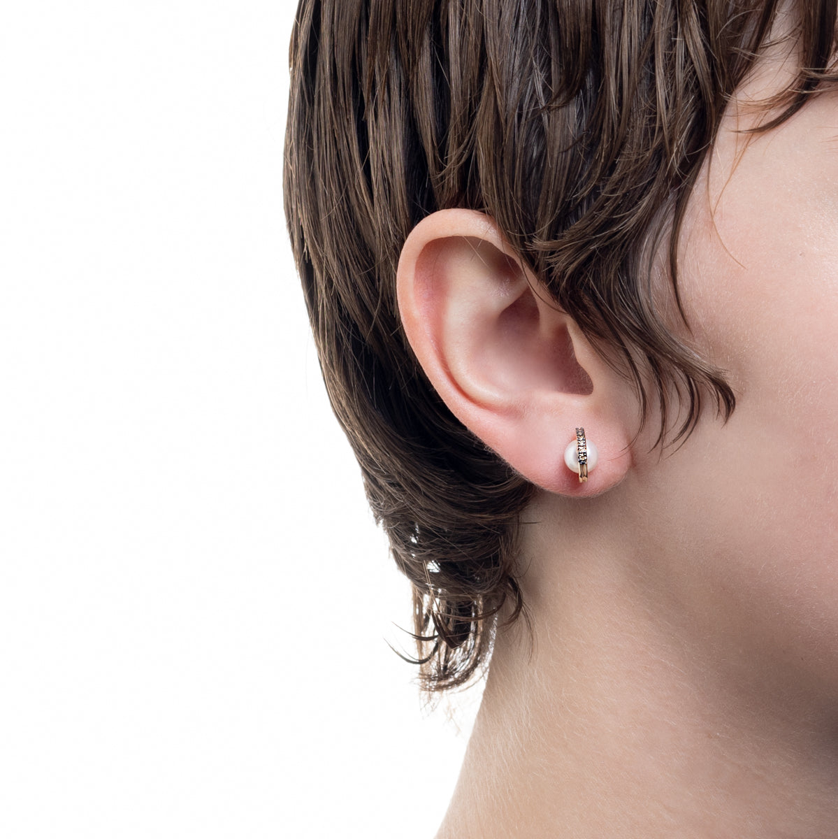 BELUGAPearl Diamond Earring Small size Black Ruthenium Plated