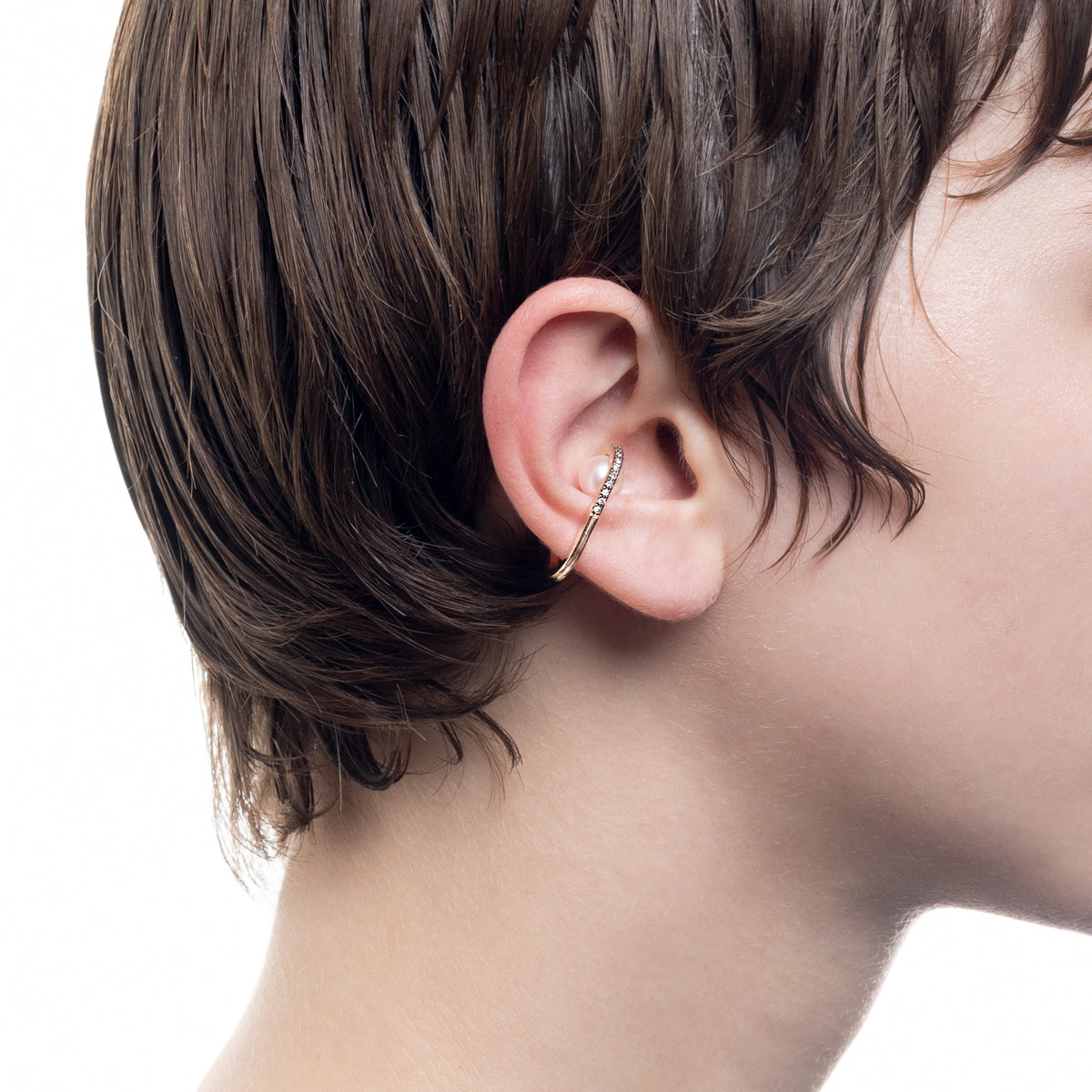 BELUGADiamond Akoya Pearl Ear Cuff Black Ruthenium Plated