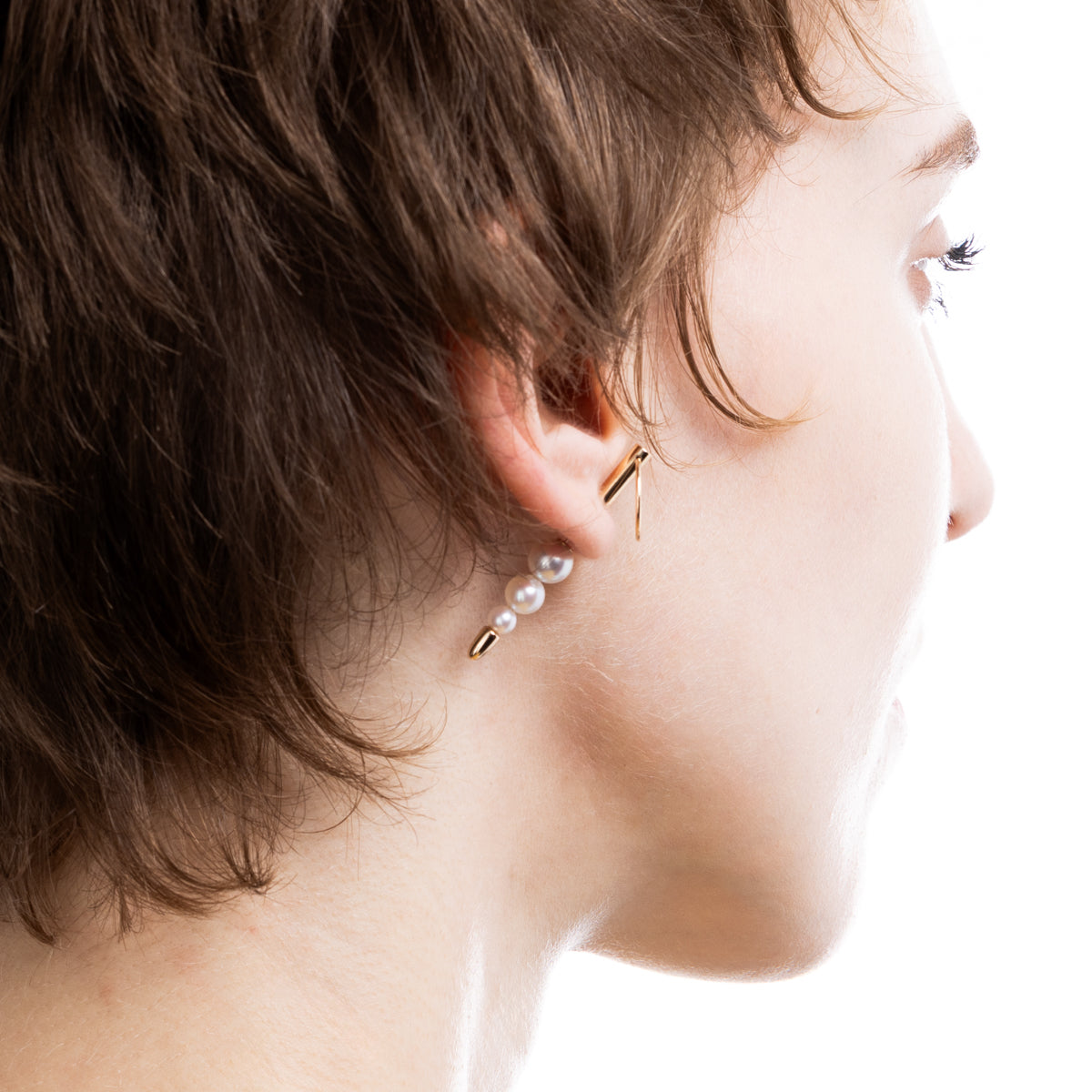 【Made-To-Order】PUNCTURE Back Spear Akoya Pearl Earring Small size